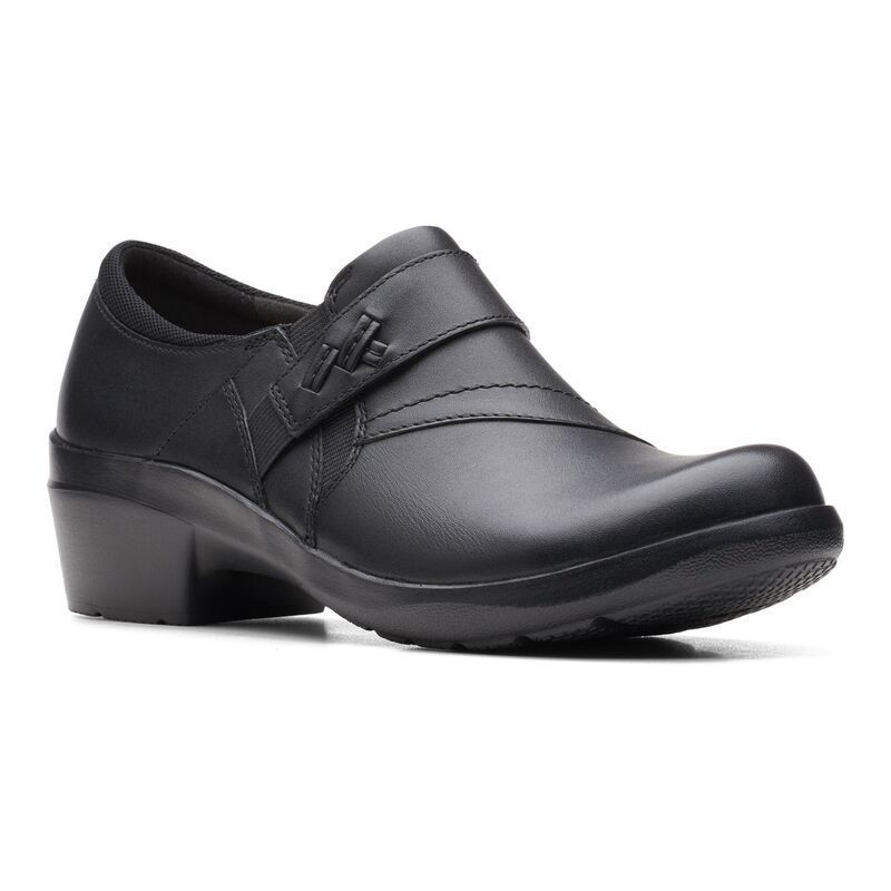クラークス レディース シューズ サンダル レザー ClarksR Angie Pearl Womens Leather SlipOn Shoes Black ブラック