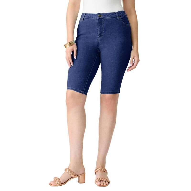ロアマンズ レディース ボトムス ハーフパンツ・ショーツ プラスサイズ Roamans Womens Plusize Classic Stretch Bermuda Short Dark Wash