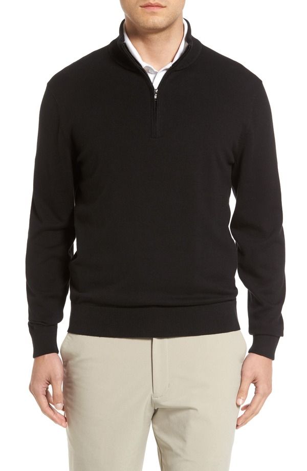 カッターアンドバック メンズ アウター パーカー・スウェット ハーフジップ セーター Cutter Buck Lakemont Half Zip Sweater Black ブラック