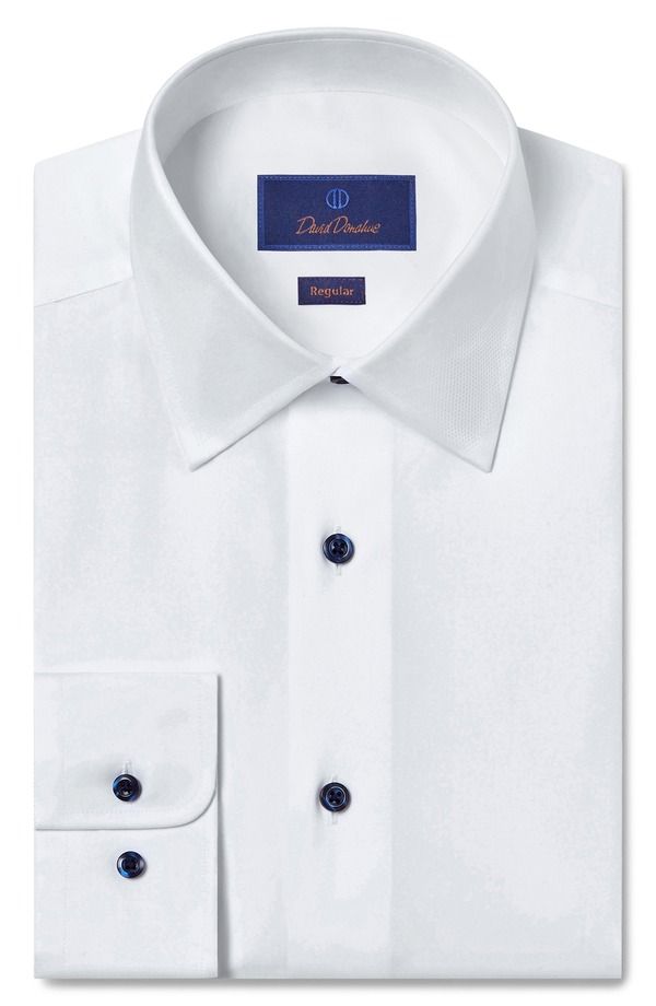 デイビッドドナヒュー メンズ トップス シャツ レギュラーフィット Davidonahue Regular Fit Solid White Dresshirt White ホワイト
