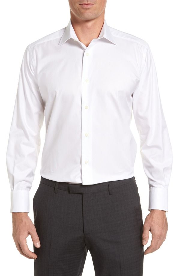 デイビッドドナヒュー メンズ トップス シャツ レギュラーフィット Davidonahue Regular Fit Superfine Twill Dresshirt White ホワイト
