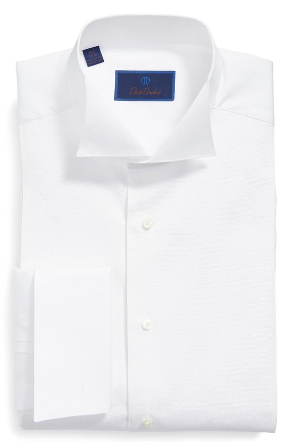 デイビッドドナヒュー メンズ トップス シャツ レギュラーフィット Davidonahue Regular Fit French Cuff Tuxedo Shirt White ホワイト