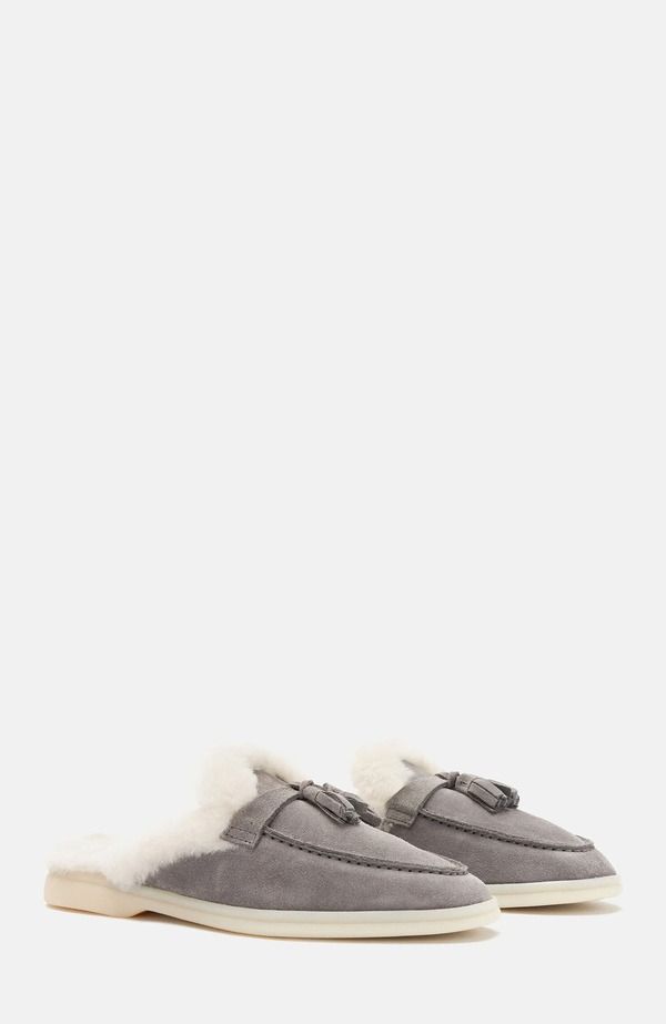 スカロッソ レディース シューズ パンプス SCAROSSO Lucrezia Mules Grey Suede Fur グレー