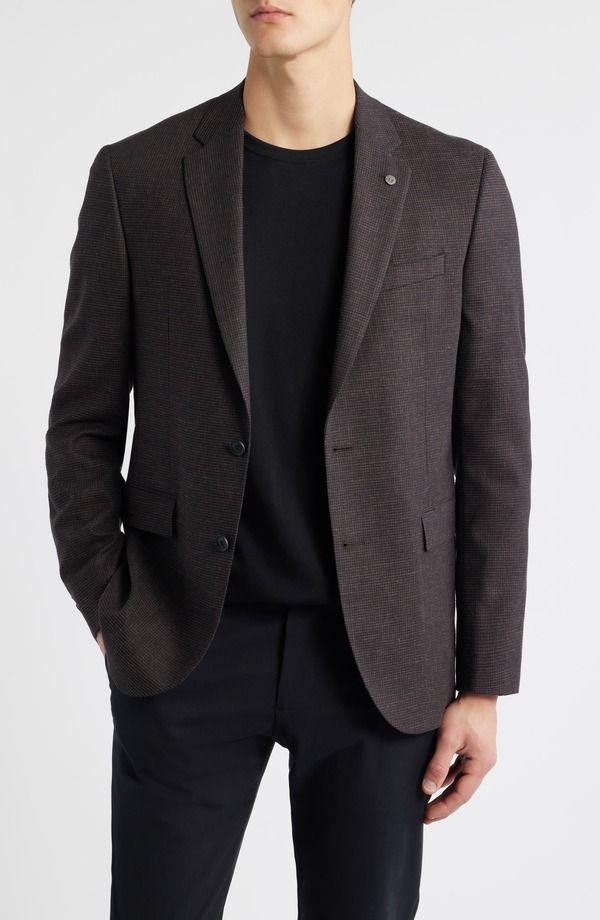 オールセインツ メンズ アウター ジャケット・ブルゾン スリムフィット コート AllSaints Rosslim Fit Houndstooth Sport Coat Brown ブラウン