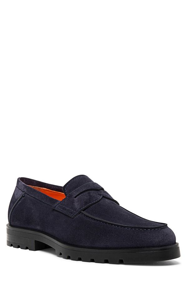 サントーニ メンズ シューズ ローファー Santoni Rock Penny Loafer Blue ブルー