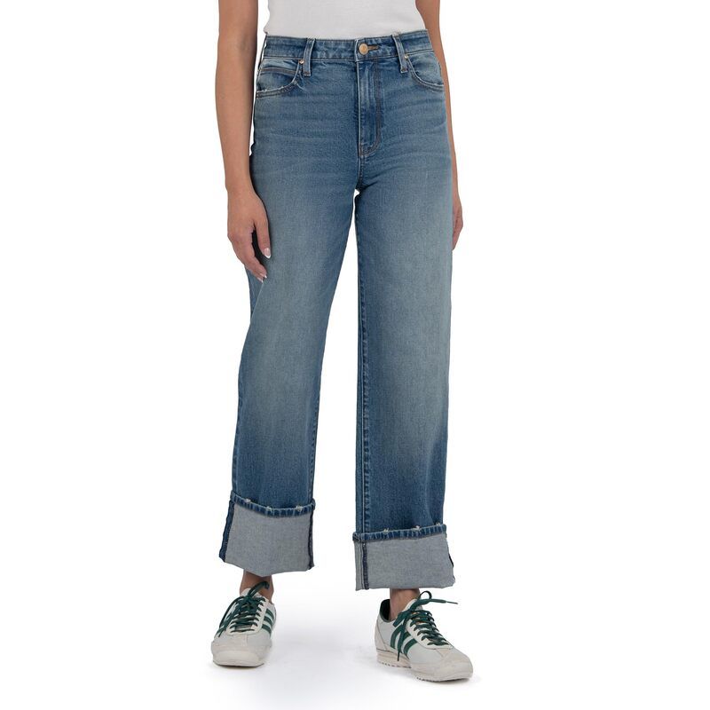 カットフロムザクロス レディース ボトムス デニムパンツ ワイドレッグ プチ KUT from the Kloth Petite Sienna HighRise Wide Leg RollUp 5 i