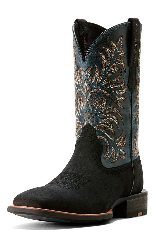 アリアト メンズ シューズ ブーツ・レインブーツ Ariat Oakwood Cowboy Boot Black Suede Dirty Denim ブラック