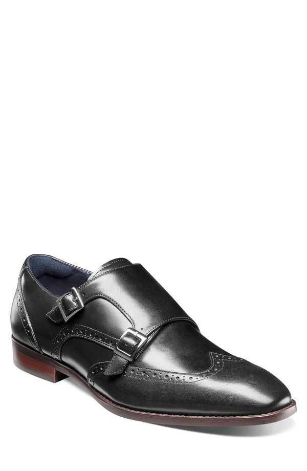 ステイシーアダムス メンズ シューズ モンクストラップ ウィングチップ モンク Stacy Adams Karson Wingtip Double Monk Strap Shoe Black ブラック