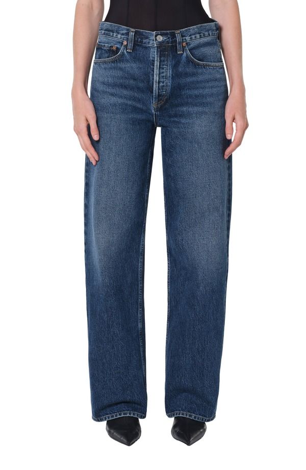 アゴルド レディース ボトムス デニムパンツ ストレート ジーンズ AGOLDE Arc Straight Leg Jeanshort Wave Bright Dark Indigo インディゴ