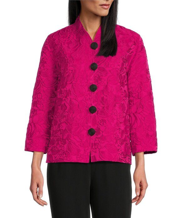 キャロライン ローズ レディース アウター コート フラワー柄 フラワー ジャケット Caroline Rose Tonal Garden Floral Cloque Mandarin Collar
