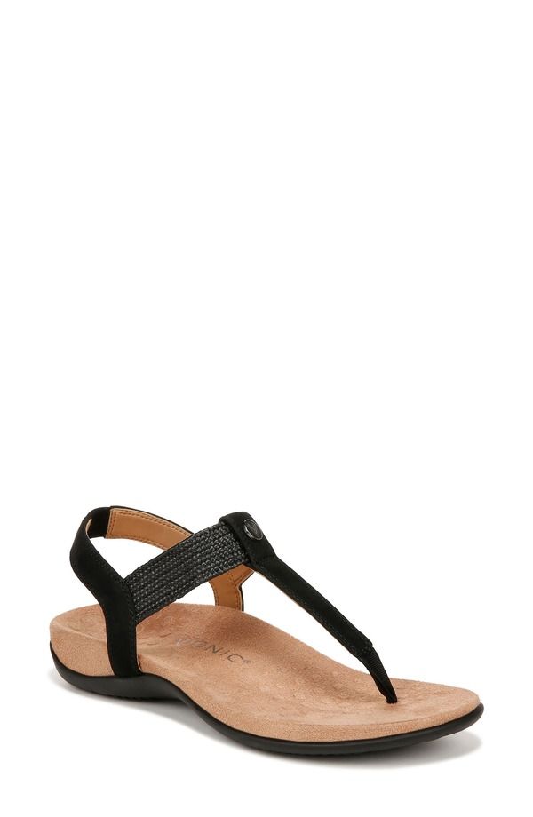 バイオニック レディース シューズ パンプス サンダル Vionic Brea TStrap Sandal Black Nbck Leather ブラック