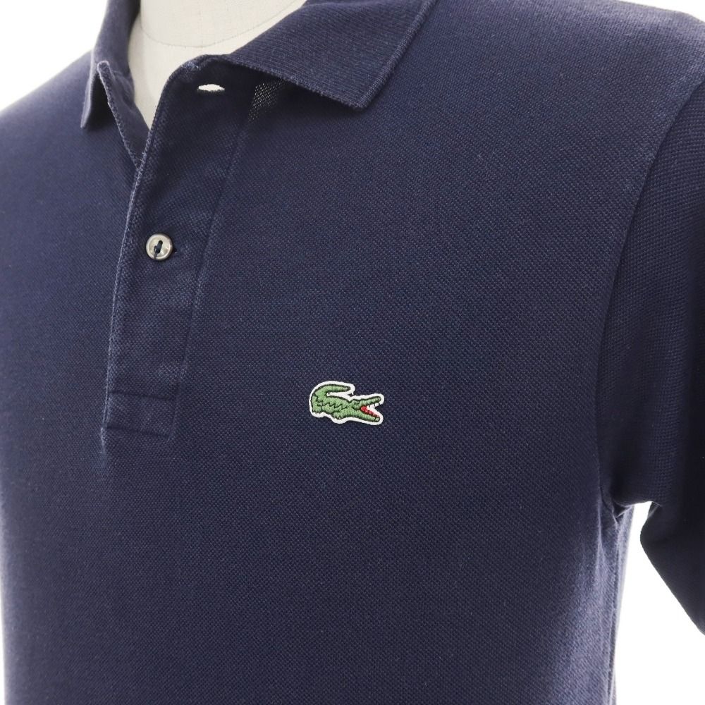 中古】ラコステ LACOSTE コットン 鹿の子 半袖ポロシャツ ネイビー