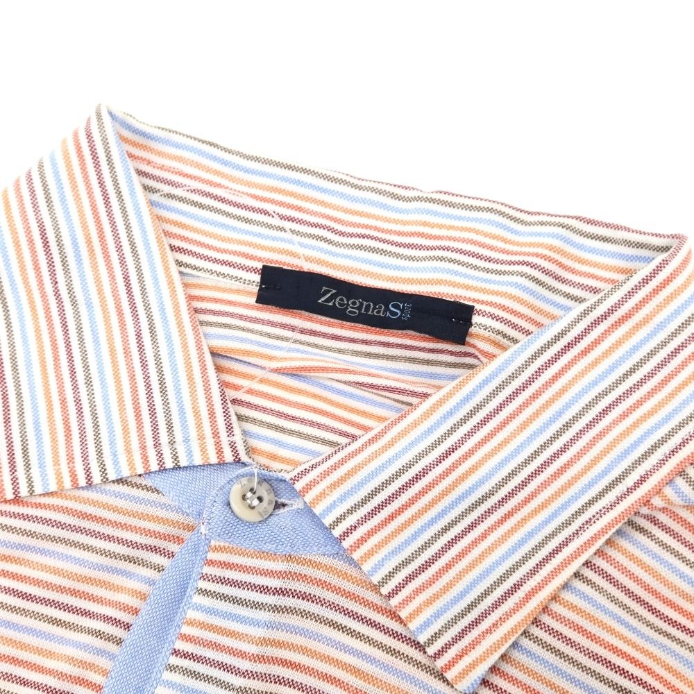 中古】ゼニアスポーツ Zegna SPORT ストレッチ コットン ボーダー 半袖