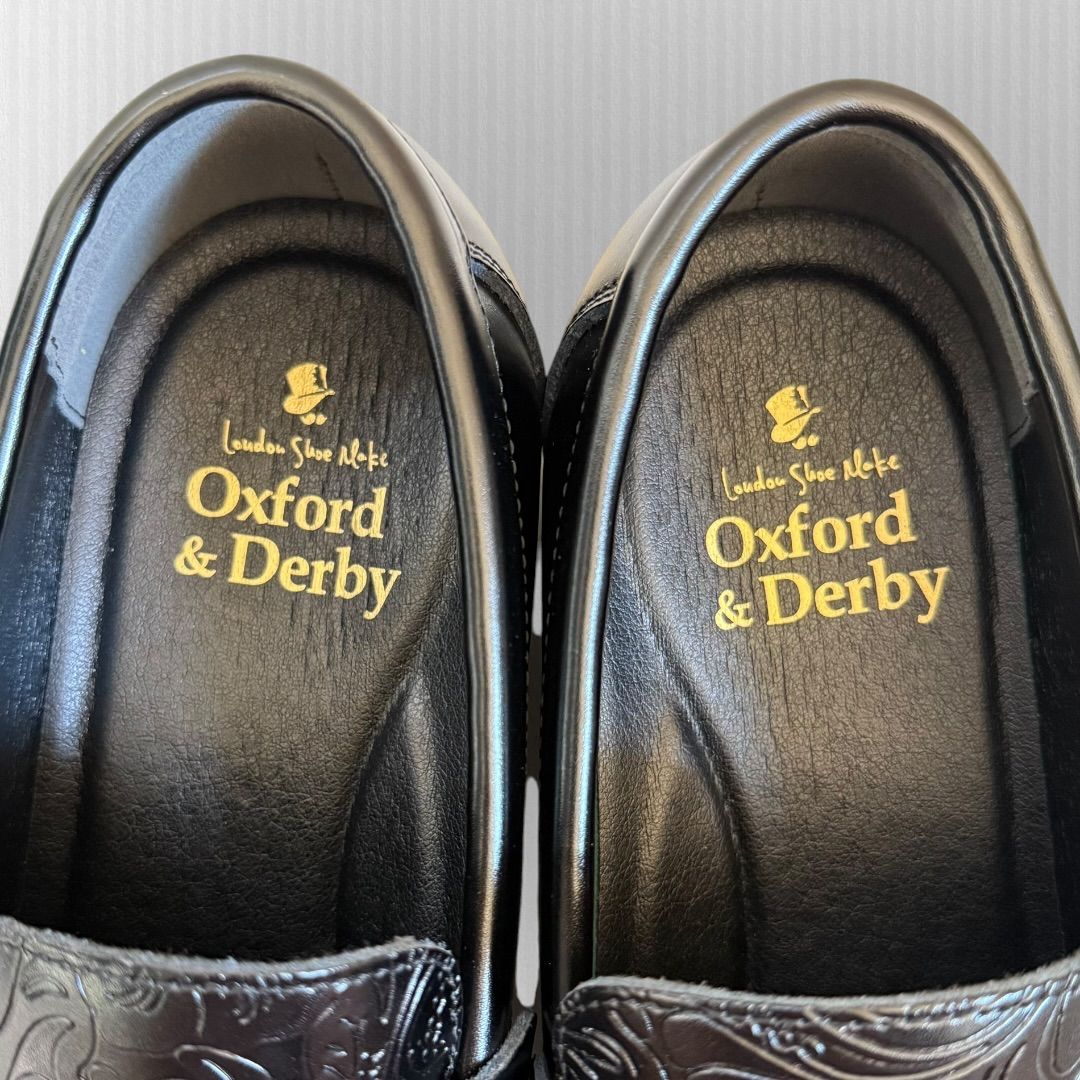 極美品✨Oxford and Derby ペイズリー タッセルローファー 黒 未使用級】Oxford and Derby 27.5 黒 ペイズリー タッセルローファー