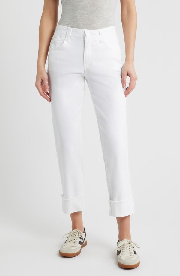 ウィットウィズダム レディース ボトムス デニムパンツ ハイウエスト ジーンズ Wit Wisdom Frayed Cuffed High Waist Boyfriend Jeans Optic Wh