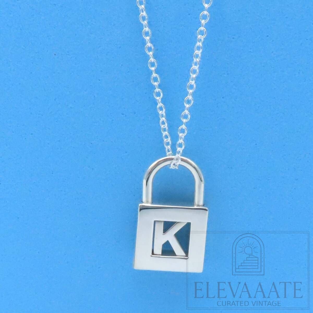 美品 Tiffany&Co. ティファニー レター K カデナ ロック イニシャル 