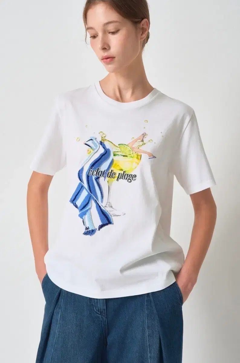 麻* フロッキング グラフィック ハーフ スリーブ Tシャツ