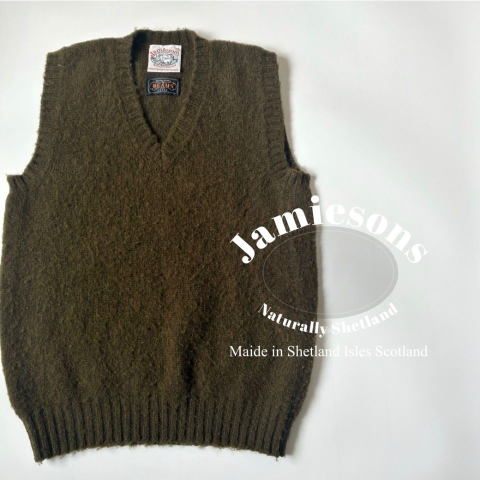 JAMIESONS / BEAMS PLUS 別注 Vネック シャギードッグ ニットベスト