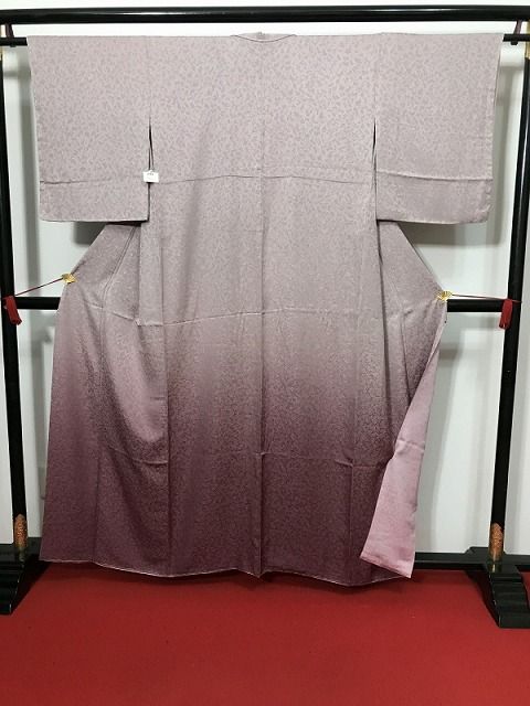 【中古】Sサイズ 留袖 正絹 白茶地に霞模様 色留袖