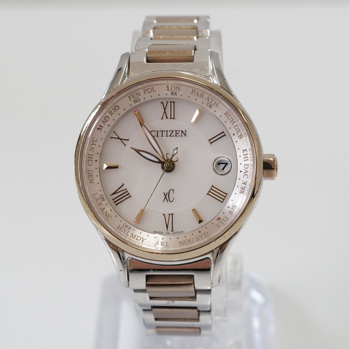 CITIZEN XC ベーシックコレクション EC1165-51W レディース 腕時計 USED品 サクラピンク 電波 エコドライブ クロスシー 完動品 中古 X0335