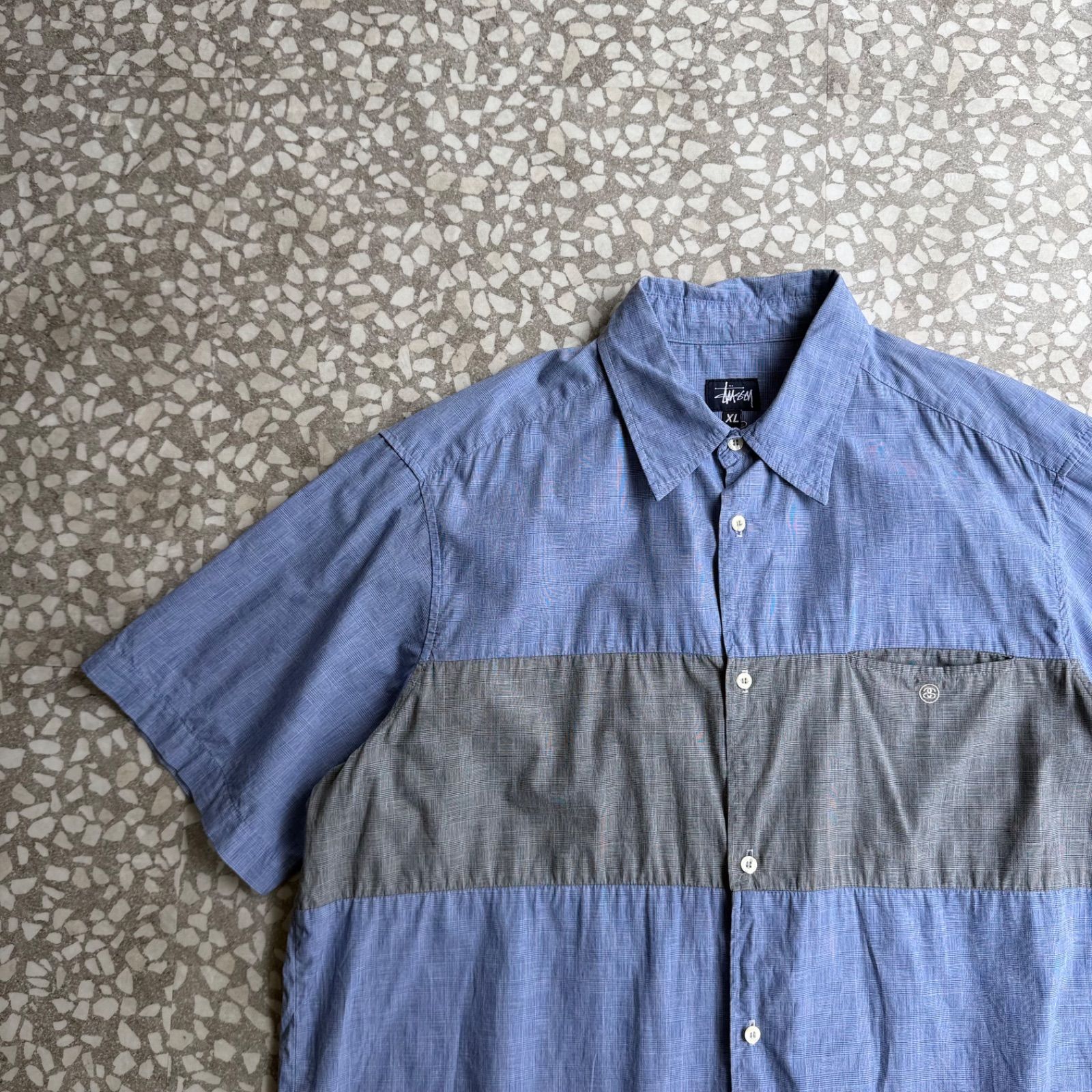 [ Archive アーカイブ Y2K ] STUSSY / 90’-00’s usa製 2tone shirt ステューシー　オールドステューシー　シャツ　90年代　ツートーン　アメリカ製　紺タグ　ストリート