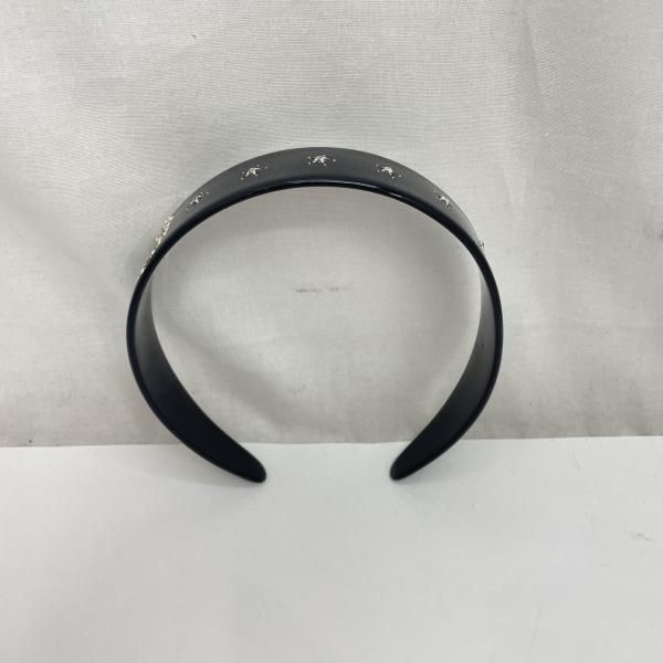 GUCCI グッチ クリスタル インターロッキングG カチューシャ 中古】GUCCI クリスタルインターロッキングGカチューシャ 黒 箱あり