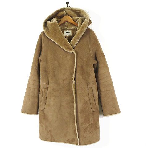 レディース 【美品】キャメルフード付きムートンコートサイズ38