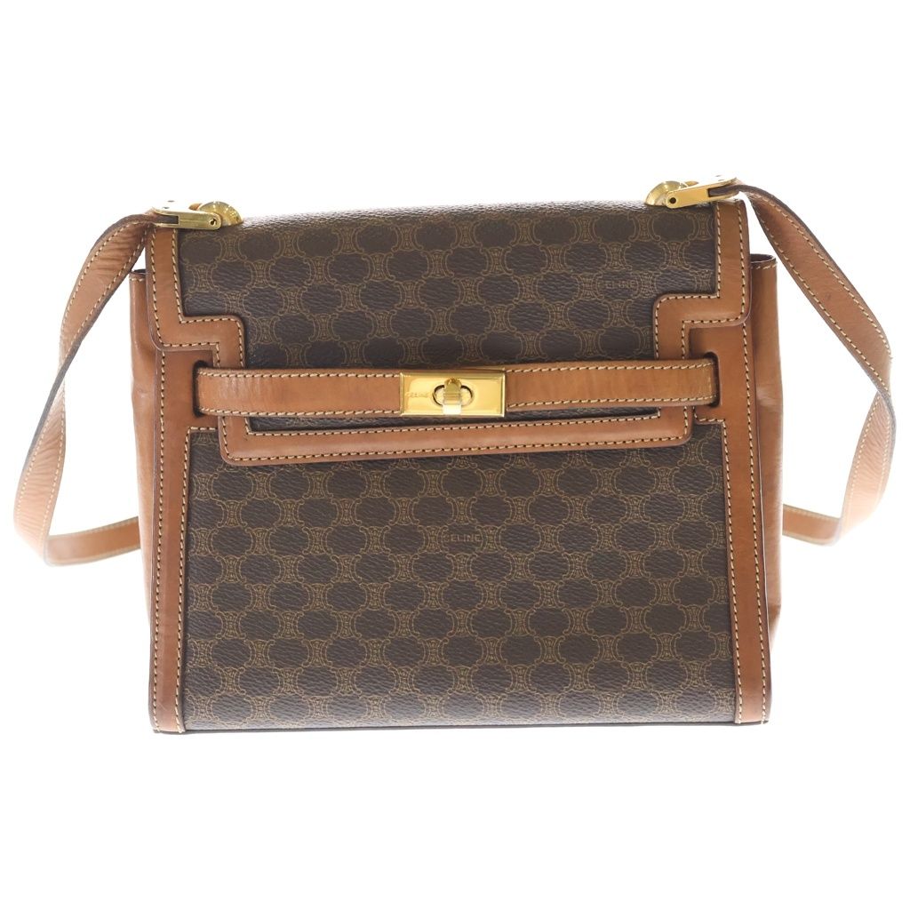 CELINE (セリーヌ) マカダム ターンロック ショルダーバッグ ブラウン