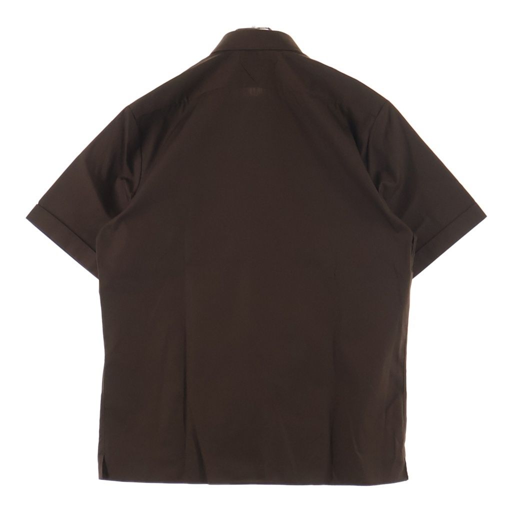 PRADA プラダ 25AW コットンブレンド ショートスリーブシャツ 半袖 ブラウン UCS521 PRADA (プラダ) 25AW コットンブレンド ショートスリーブシャツ 半袖