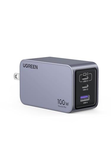 UGREEN Nexode Pro 充電器 100W 3ポート 【新生代GaNInfinity?チップ＋UGREEN独自Airpyra技術】PD急速充電器 USB-C*2とUSB-A*1 PD3.0/QC4+対応 折畳み式プラグ ノートPC/ 9e8e9c83