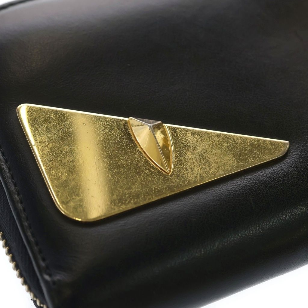 FENDI (フェンディ) バグズアイ モンスター ラウンドジップ レザー