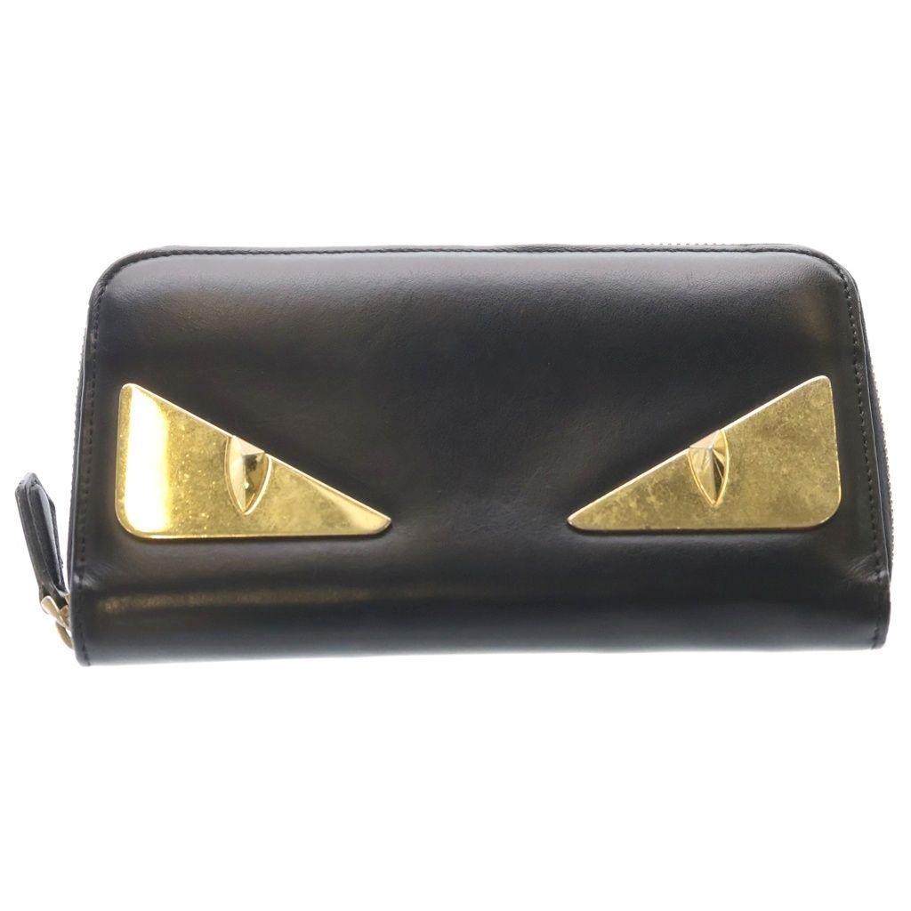 FENDI (フェンディ) バグズアイ モンスター ラウンドジップ レザー