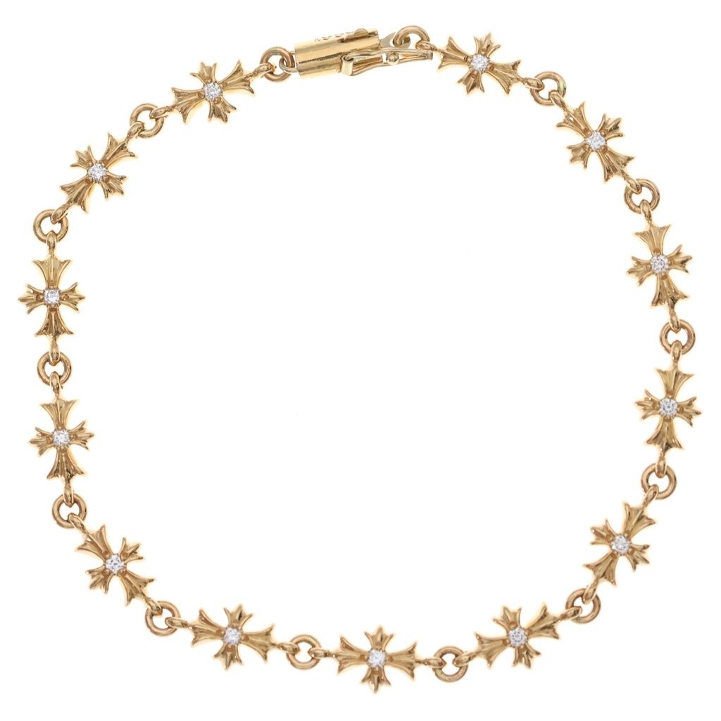 CHROME HEARTS クロムハーツ 22K TNY E CH PLS P/DIA タイニーE CHプラス ブレスレット PAVEダイヤ ゴールド BCA026 CHROME HEARTS(クロムハーツ) サイズ:11LINK 22K TNY E CH PLS P/DIA
