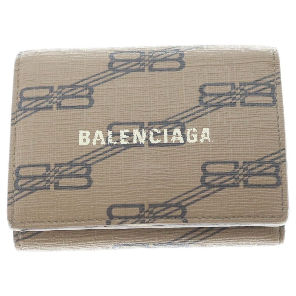 バレンシアガ 　BBロゴ　モノグラム総柄　三つ折り財布　ウォレット BALENCIAGA (バレンシアガ) BBモノグラム ロゴデザイン 3つ折り ミニ