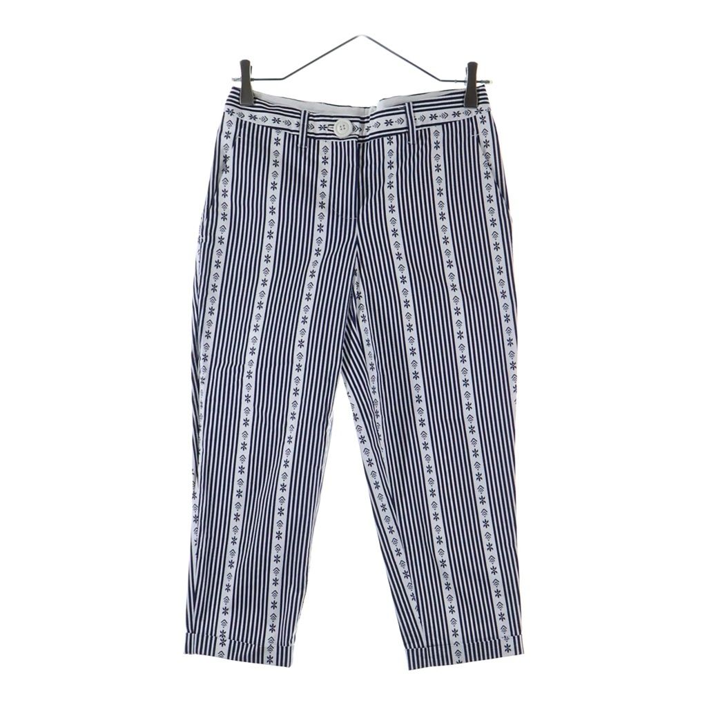 ちゃむ出品 miumiu (ミュウミュウ) Stripe Pants 総柄 ストライプパンツ ホワイト