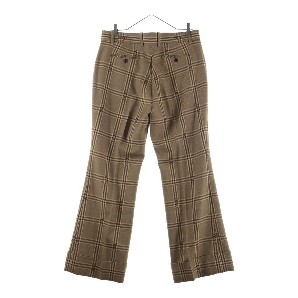 GUCCI (グッチ) 24SS ホースビット総柄 チェックウールスラックス
