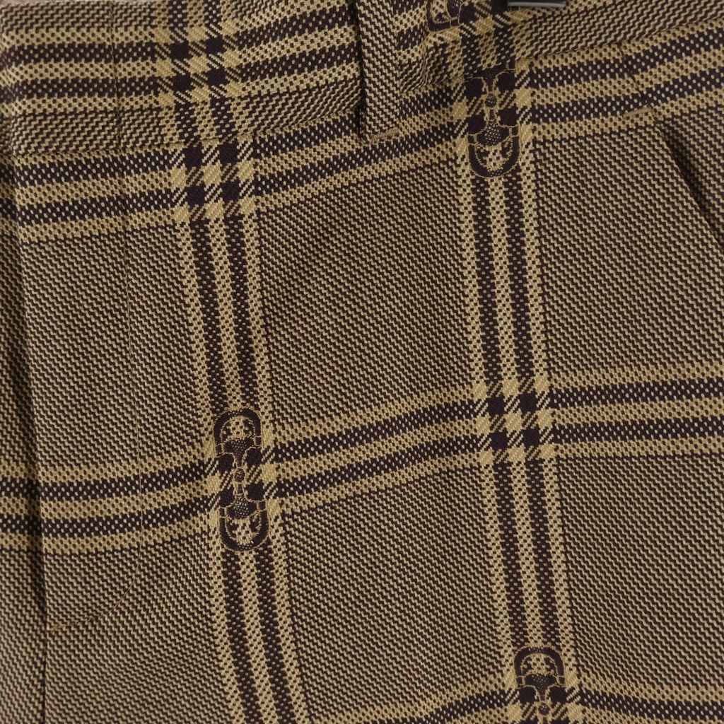 GUCCI グッチ 24SS ホースビット総柄 チェックウールスラックスパンツ ブラウン 756017 ZAOPD GUCCI (グッチ) 24SS ホースビット総柄 チェックウールスラックス