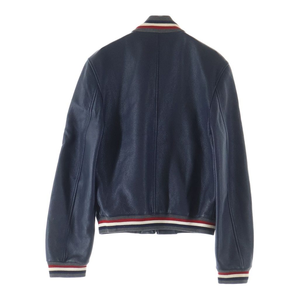美品 トムブラウン ジップブルゾン チェック 裏地トリコロール スタジャンUSA THOM BROWNE (トムブラウン) Leather Blouson MA-1 ディアスキン