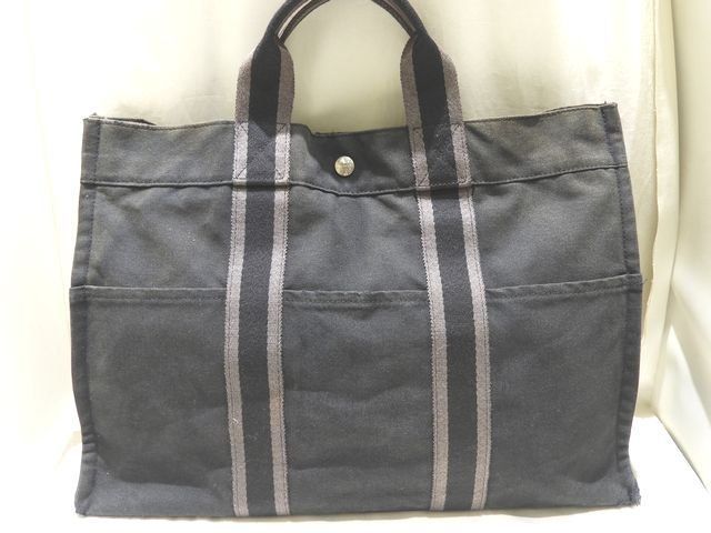 HERMES エルメス フールトゥMM トートバッグ ☆ ブラック キャンバス