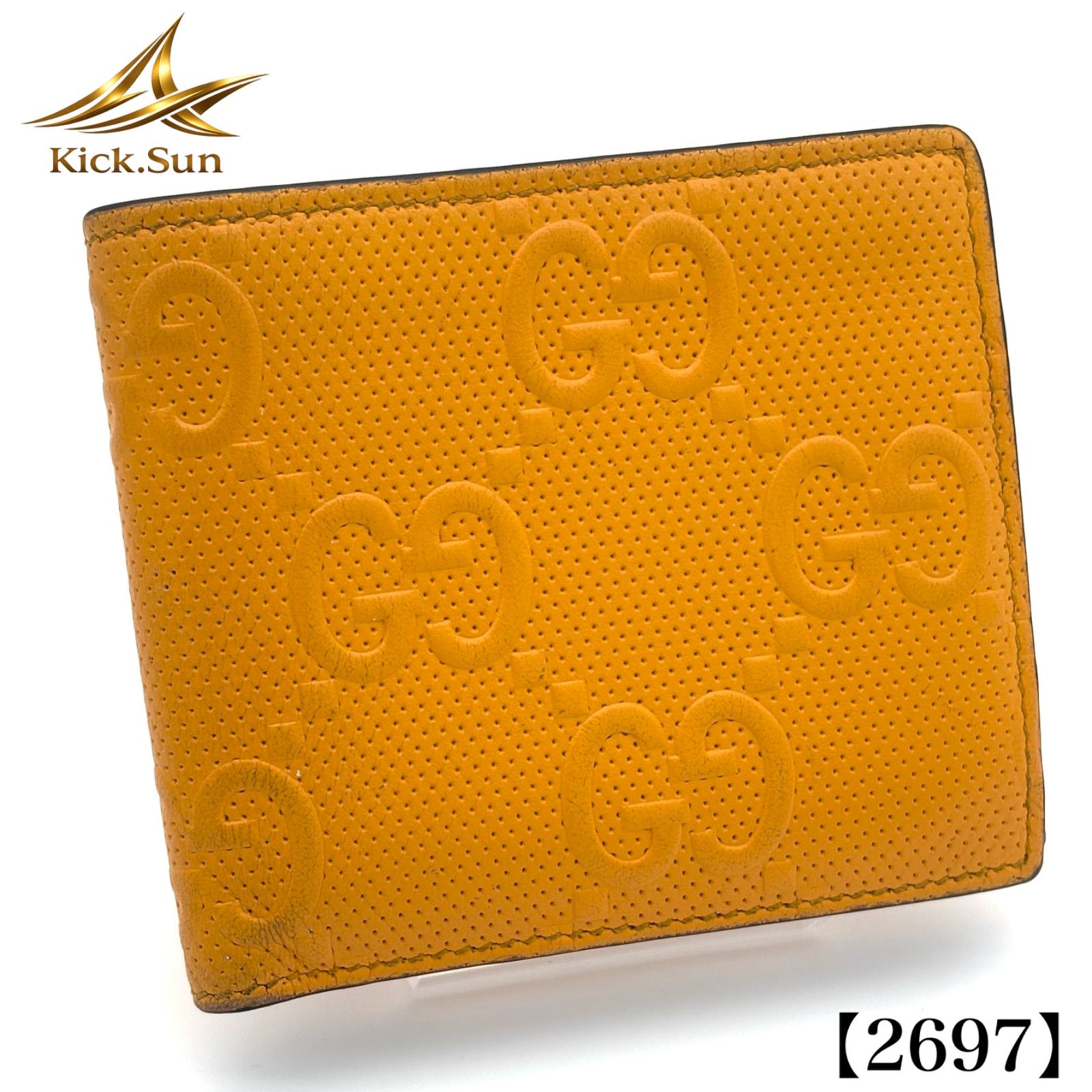 GUCCI グッチ 折財布 GGエンボス コインウォレット イエロー 2697