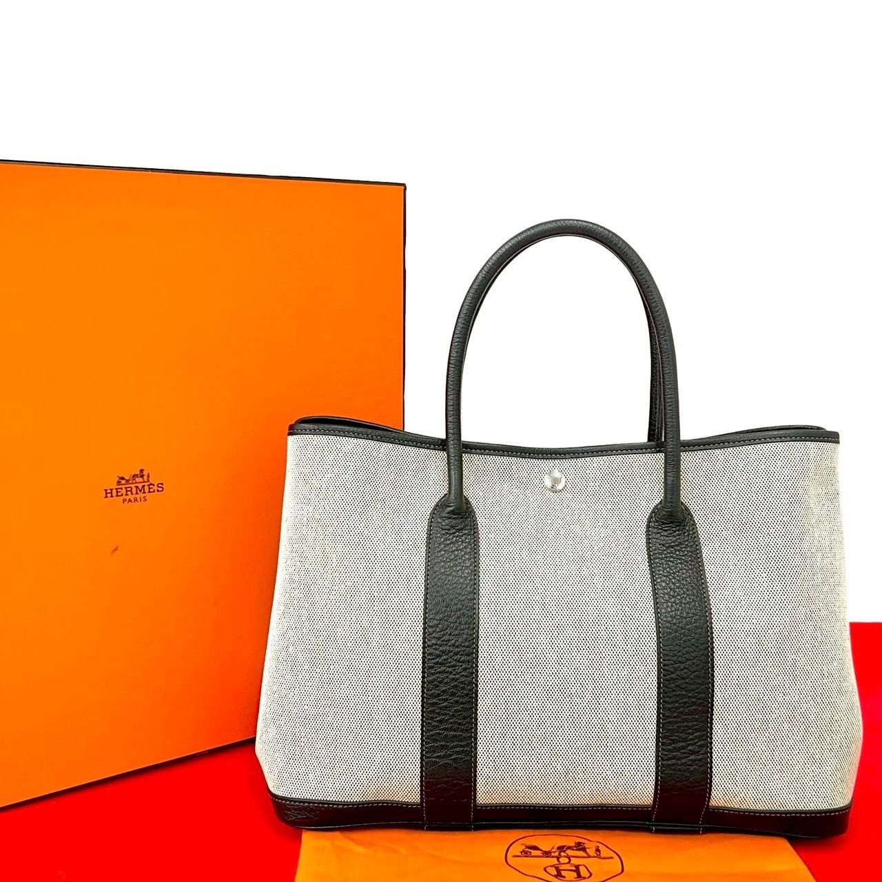 極 美品 袋 箱付き HERMES エルメス ガーデンパーティPM トワル