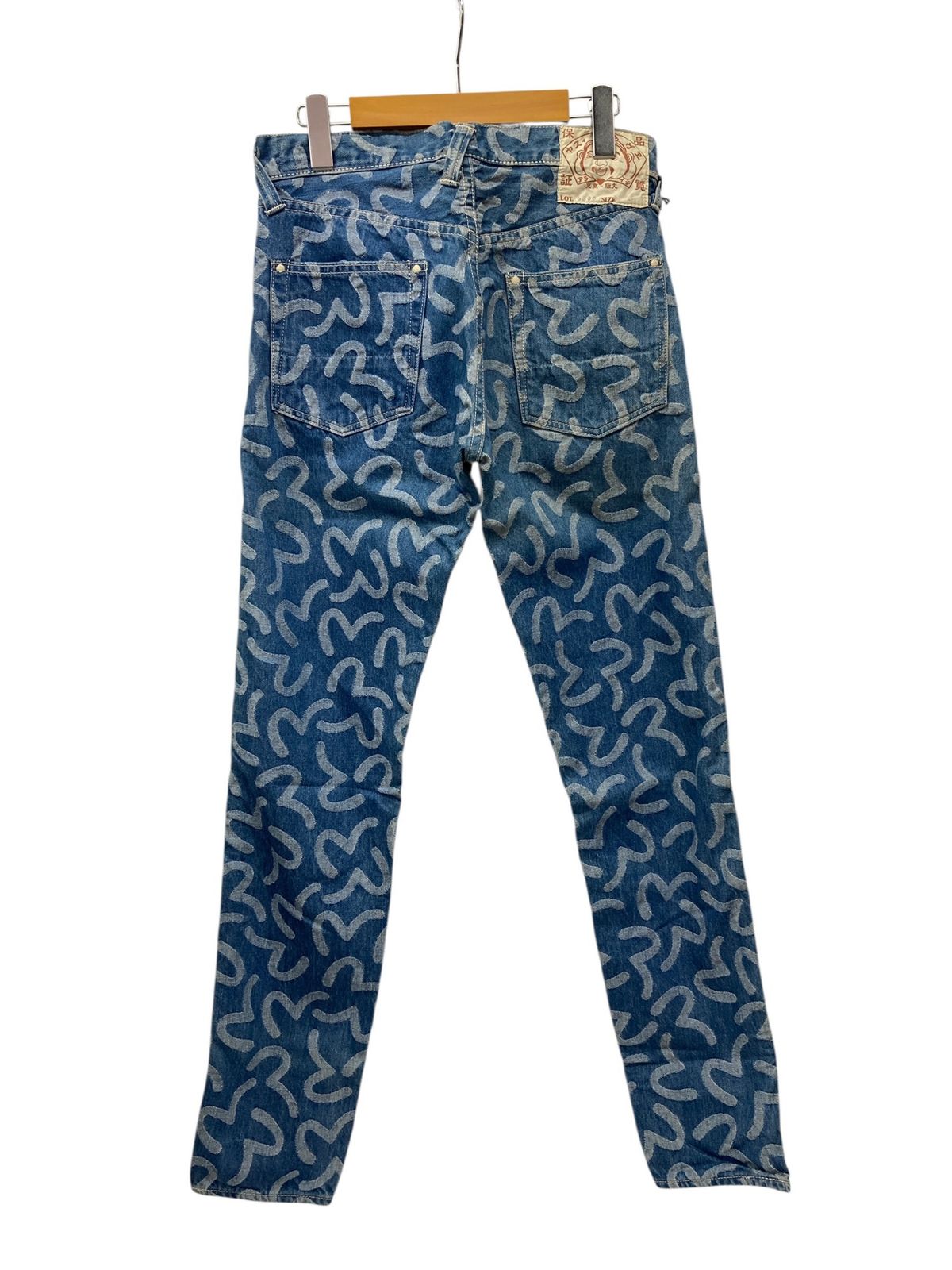 EVISU エヴィス LOT 5500 カモメ柄ジャガードデニム濃紺 38 EVISU (エヴィス) LOT.5500 カモメ総柄 ジャガード デニムパンツ 30