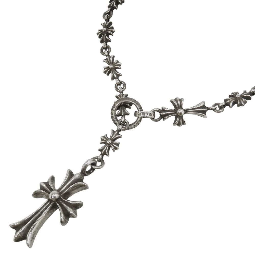 CHROME HEARTS クロムハーツ（原本無） ビヨンドクール購入証明書付属 24inch CHKE CHN TNYE W CH CRS タイニーE チョークチェーン ロザリオ ネックレス シルバー系【中古】 CHROME HEARTS クロムハーツ（原本無） ビヨンドクール購入証明書付属