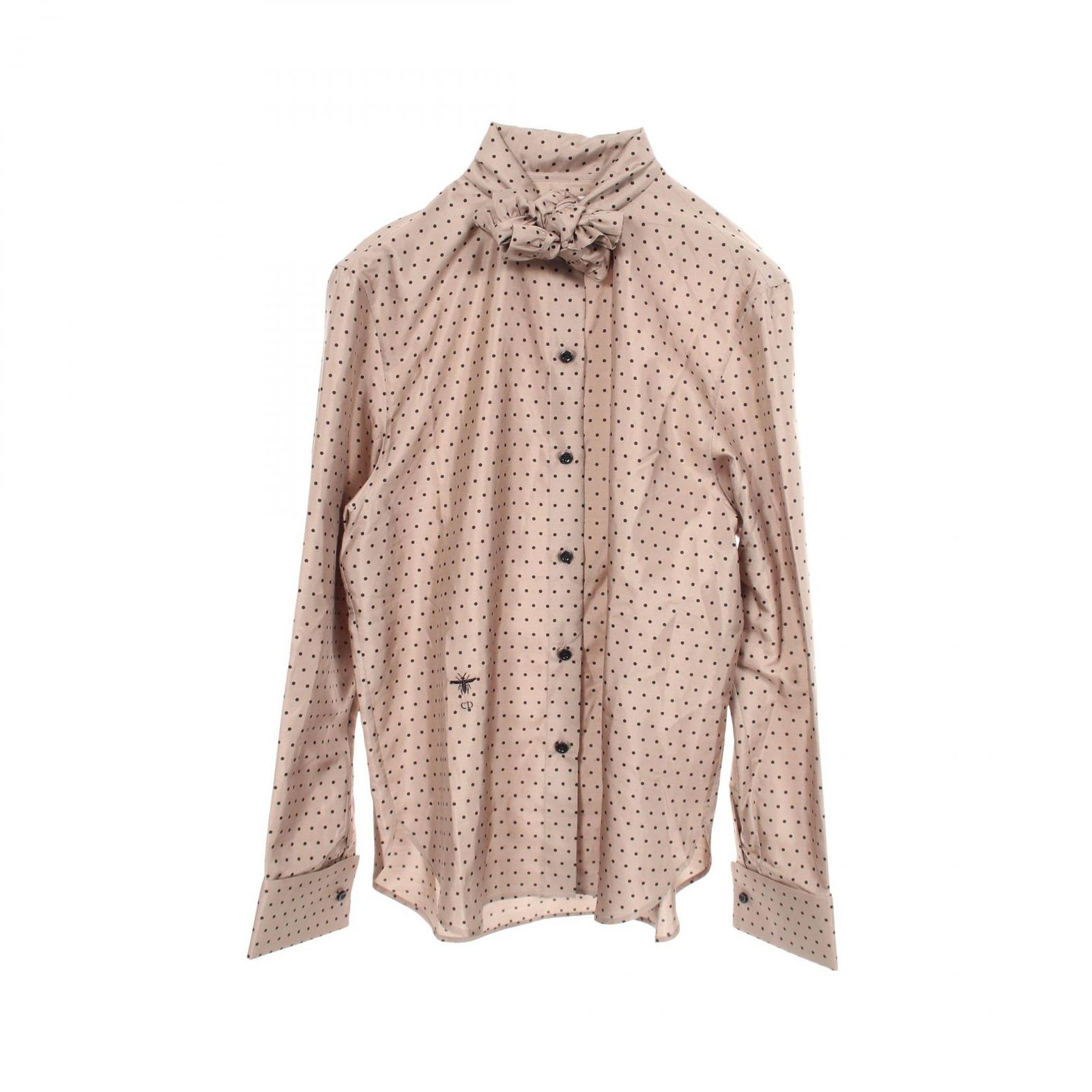 Dior ディオール ボウタイ フリル ドット 長袖 ブラウス 73,040円