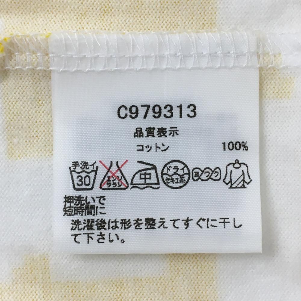 美品】アルチビオ 半袖ポロシャツ 白×イエロー 千鳥格子 ハーフジップ