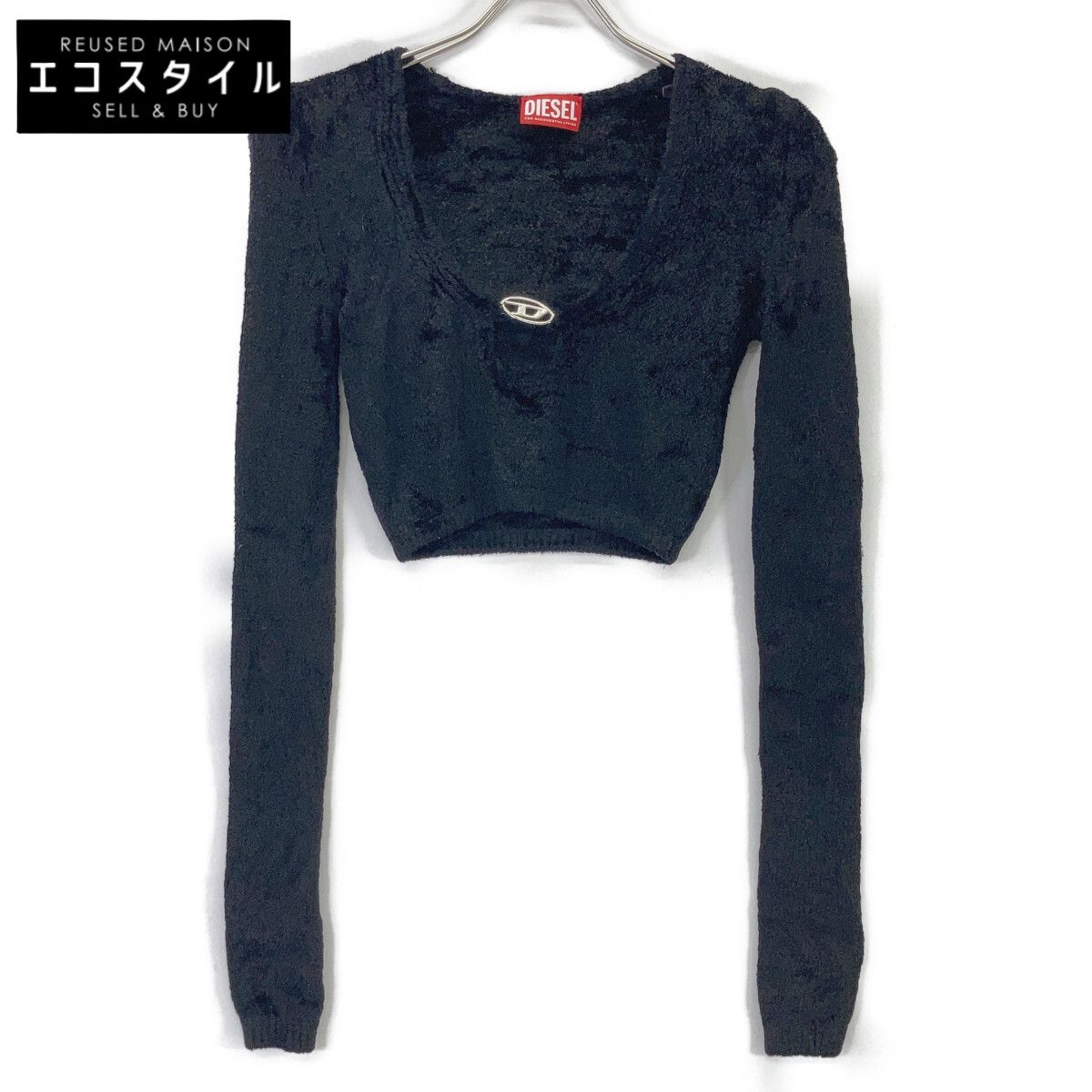 DIESEL　ディーゼル　A12411 ブラック M-CHERYL クロップドニットセーター トップス　XS 7,636円