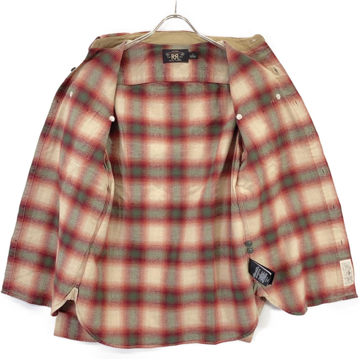 RRL ダブルアールエル 782567202001 レッド オンブレ チェックシャツ S
