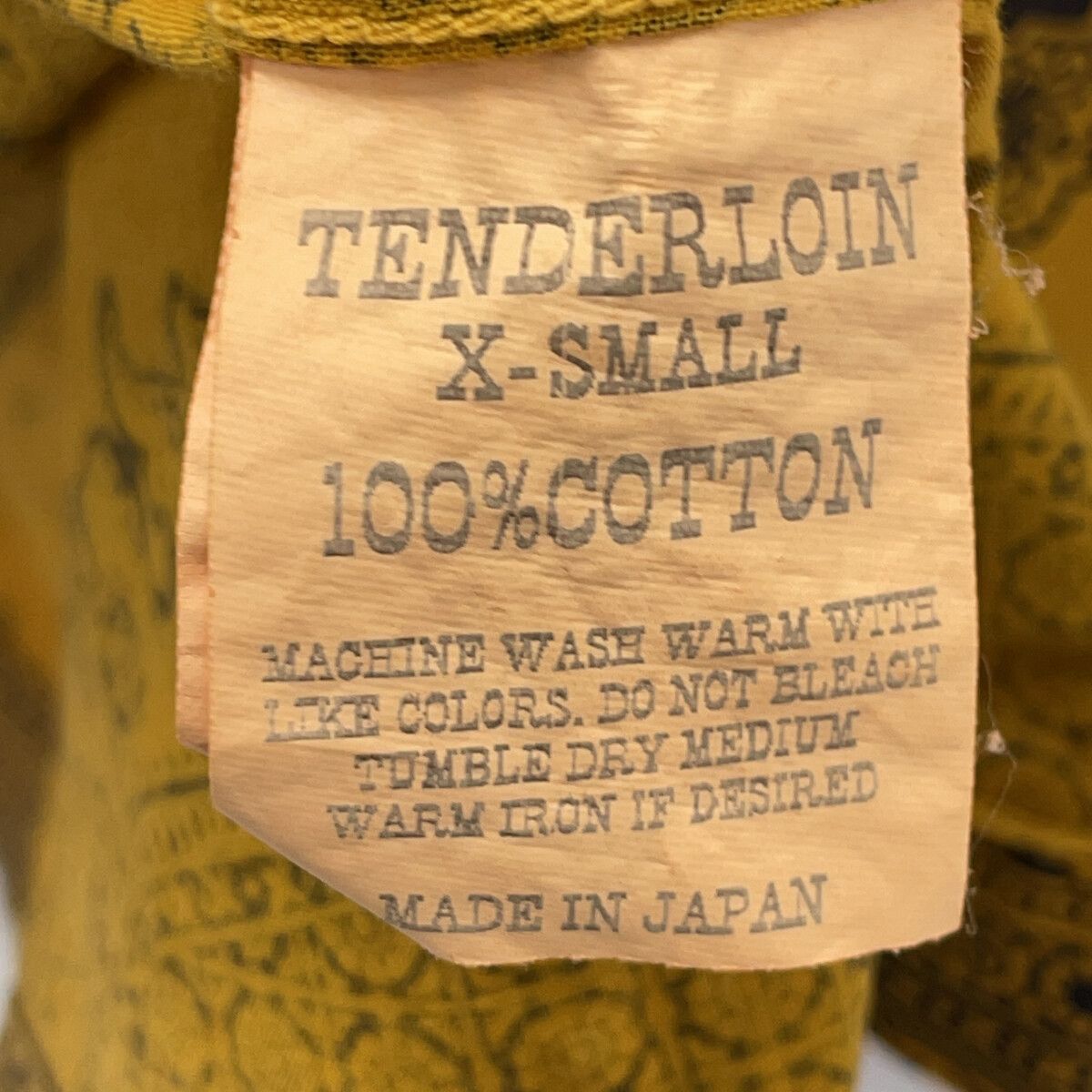 TENDERLOIN テンダーロイン マスタード ペイズリー柄 半袖 開襟シャツ