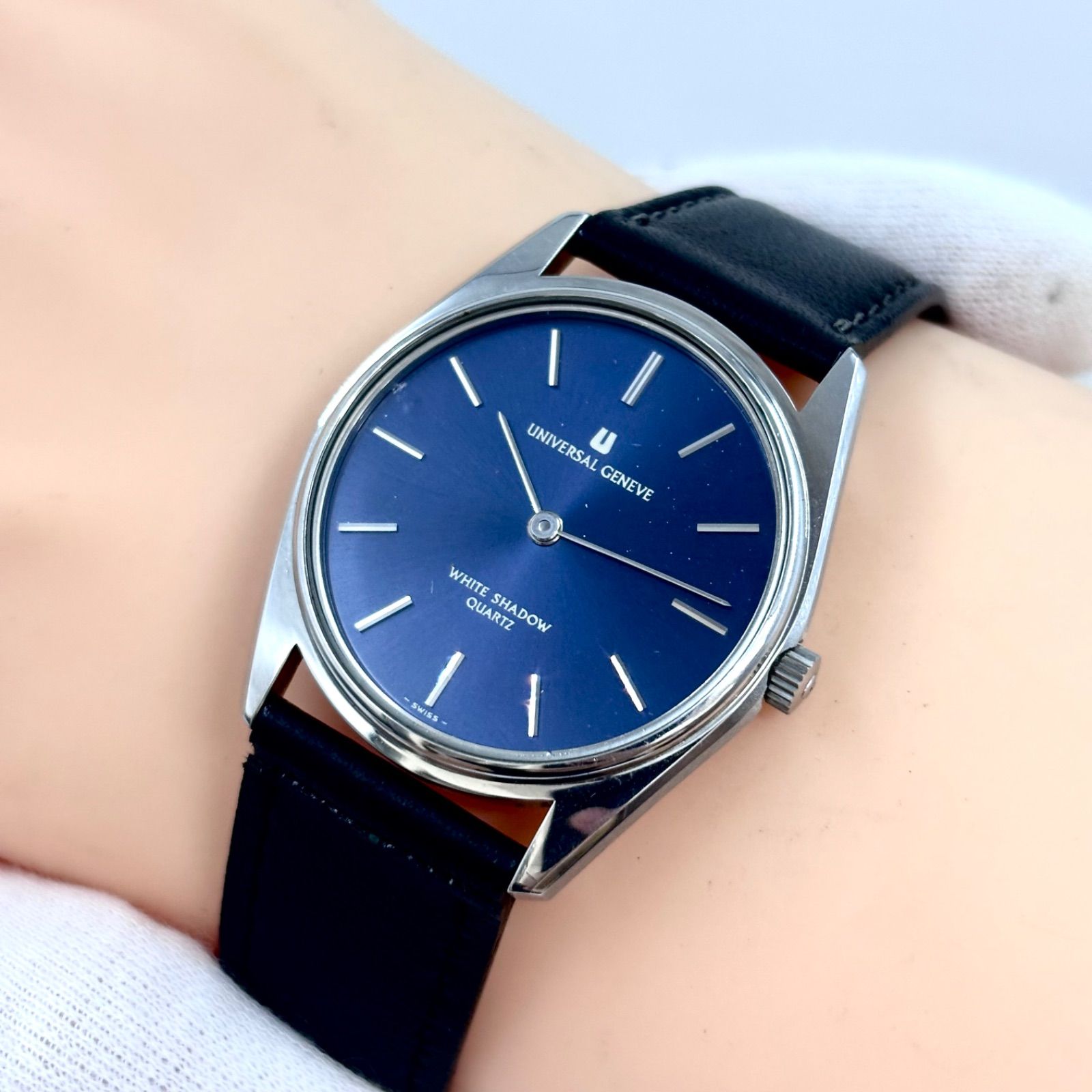 稼働/純正尾錠付属】UNIVERSAL GENEVE/ユニバーサルジュネーブ WHITE