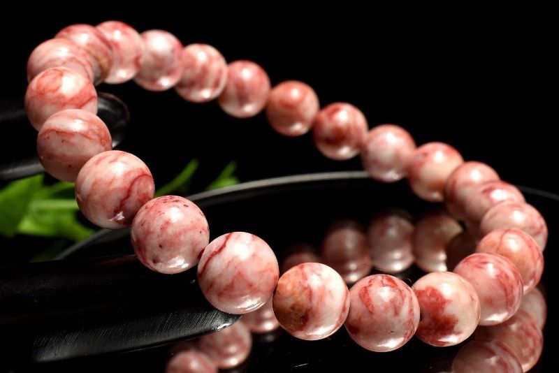 1点物】希少◇マーブル模様 辰砂シナバー 8.5mm ブレスレット